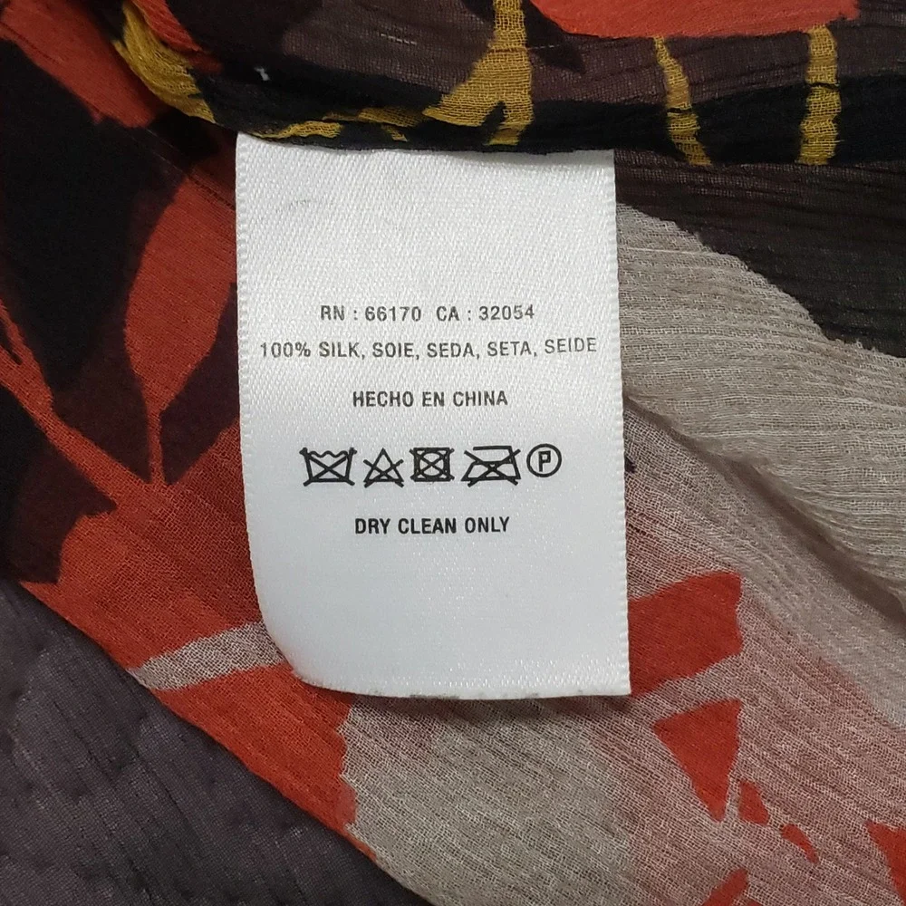 Elevenses Anthropologie 100% Silk Sheer Chiffon Floral Kimono Wrap OS Black Red